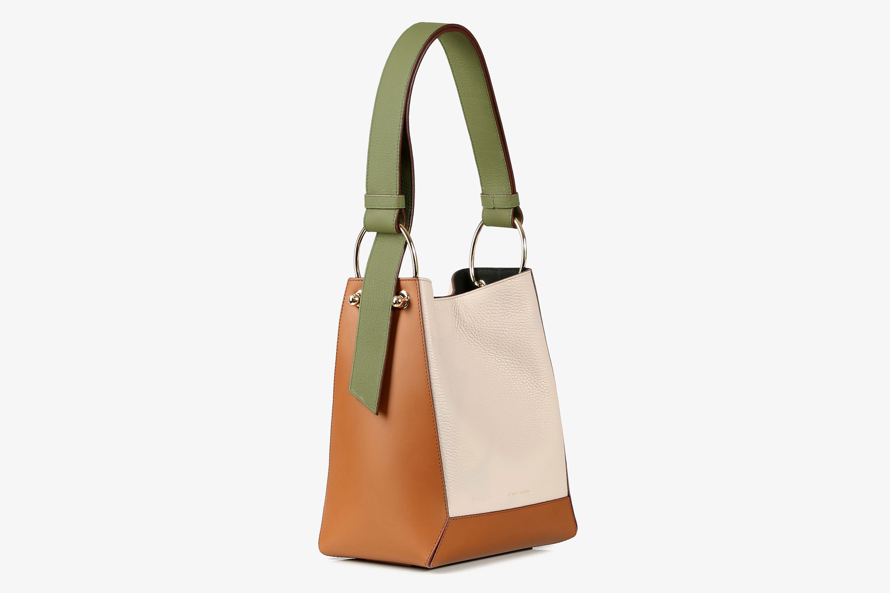 Strathberry, Borsa Lana Midi Bucket - Avena/Whiskey/Olive