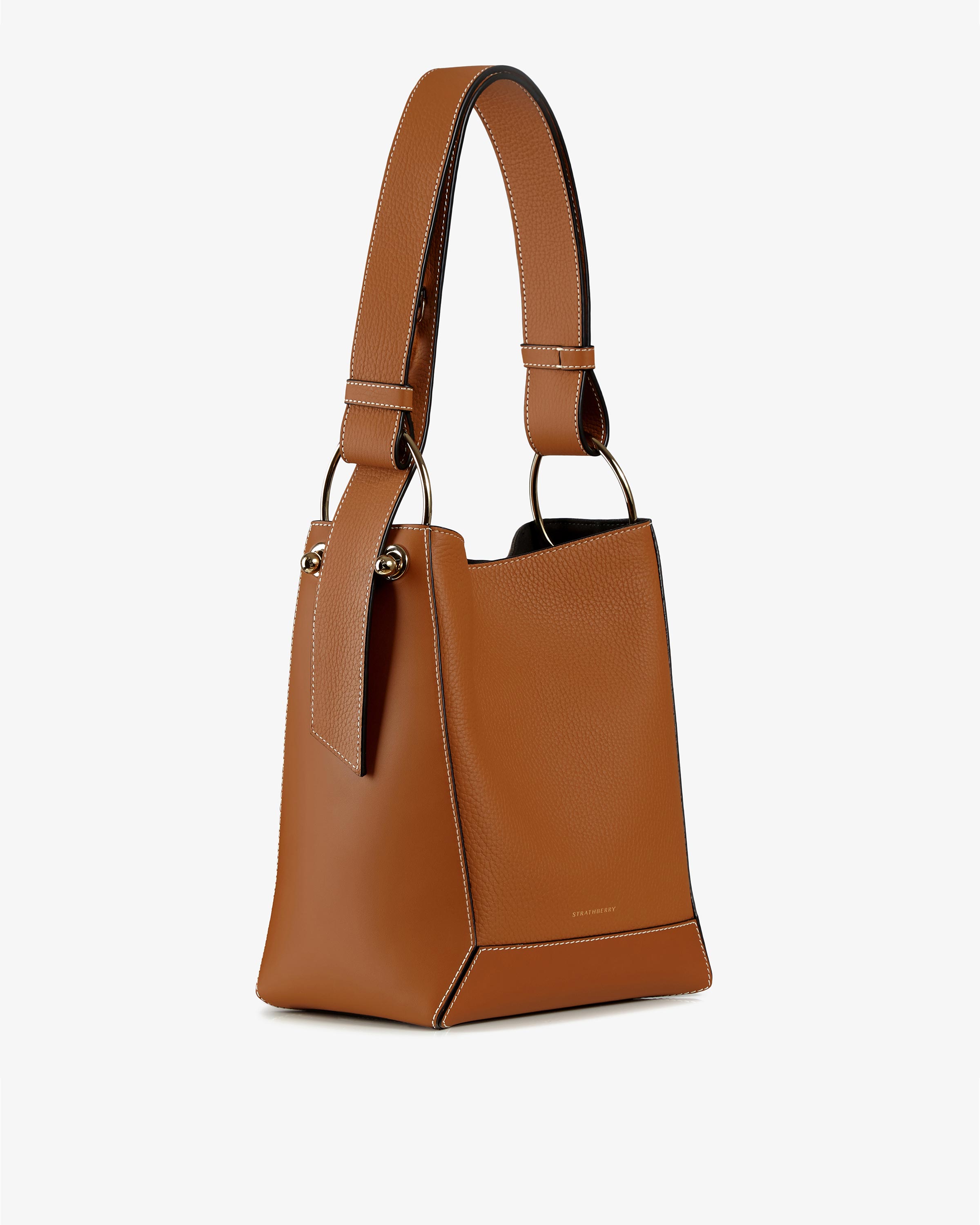 Strathberry, Borsa Lana Midi Bucket - Tan con punto Vaniglia