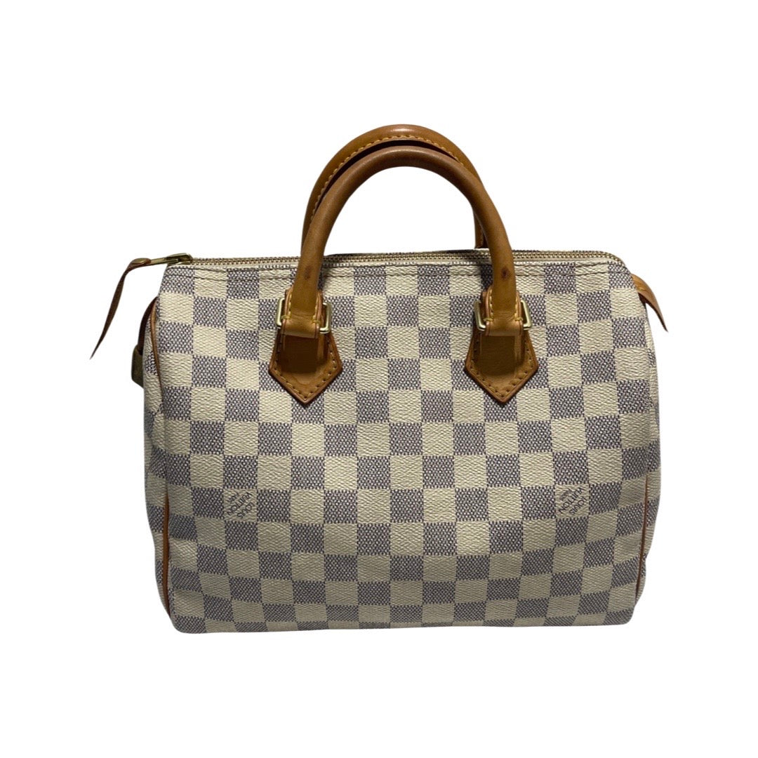 Mentore di vestiti Florence, Kentucky, Damier Azur Speedy 25 Canvas Checked Cream piccola borsa di lusso da Louis Vuitton